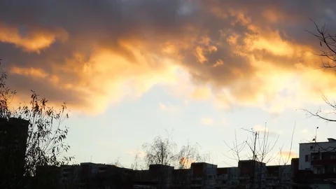 Sunset, beautiful fire clouds 7 Stock Footage 97796112