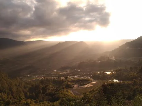 Sunset on the beautiful hills Stock Photos