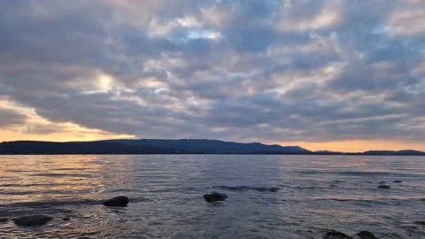 Sunset at beautiful Lake Constance time lapse photography Stock Footage 224729674