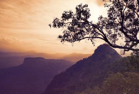 SUNSET ON THE BEAUTIFUL MOUNTAIN RANGES Stock Photos