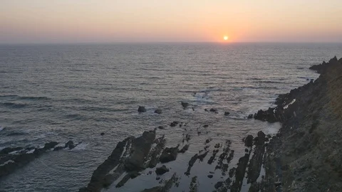 Sunset in beautiful Portuguese beach Stock Footage 94423402