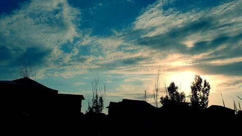 Sunset Beautiful scenic view Stock Photos