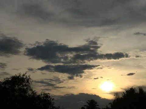 Sunset at the beautiful sky Stock Photos