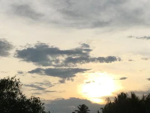 Sunset at the beautiful sky Stock Photos
