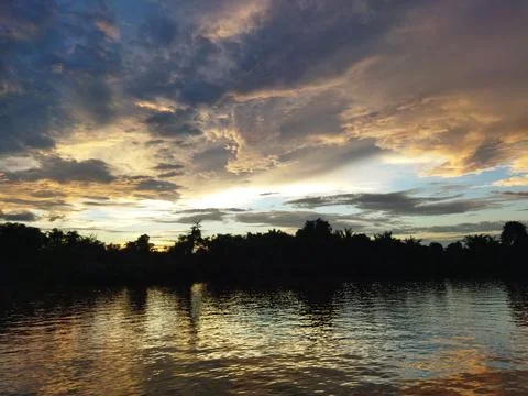 Sunset with beautiful sky Stock Photos