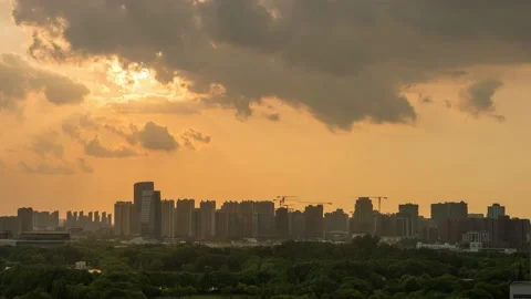 Sunset Beautiful Sun Down Among Clouds 스톡 동영상 195515406