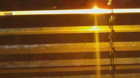 Sunset Behind Blinds Scene (HD) Stock Footage 11277697