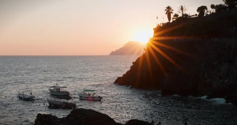 Sunset Behind the Cliff Stock Footage 313792487