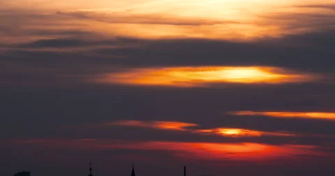 Sunset Behind Clouds Close Up Timelapse Stock Footage 140924844