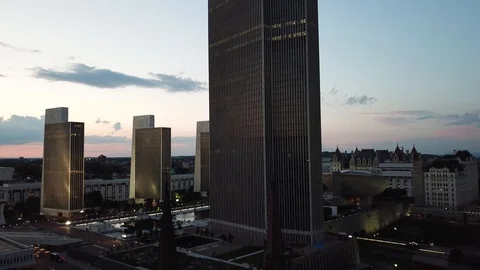 Sunset behind Corning Town Stock Footage 119425225