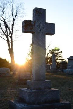 Sunset Behind Cross Stock Photos