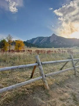 Sunset behind the Flat Iron Mountains during Autumn Stock Photos