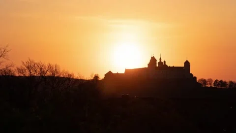 Sunset behind fortress || timelapse || HD Stock Footage 295998748