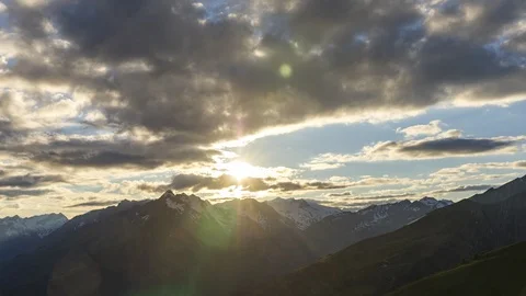 Sunset behind Grossvenediger, wide angle Видео 122489036