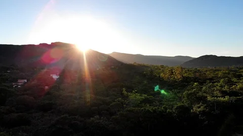 Sunset behind the hills at Vale do Capao, Chapada Diamantina Stock Footage 126052036