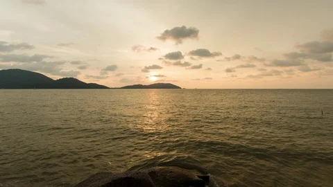 Sunset Behind Island Stock Footage 81088748