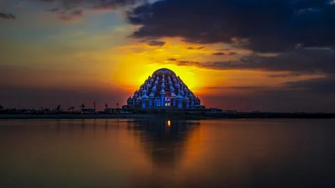 Sunset behind the landmark Stock Photos