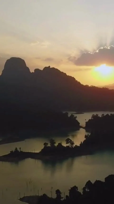 Sunset behind the mountain Stock Footage 242425135