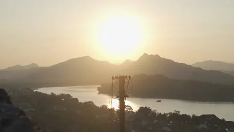 Sunset Behind Mountain in Laos Slow Motion Stock Footage 170737690