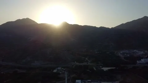 Sunset behind the mountain next to Snoopy island, Fujairah Stock Footage 139509058