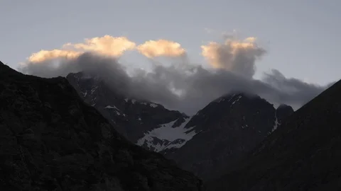 Sunset Behind a Mountain Range Stock Footage 117070951