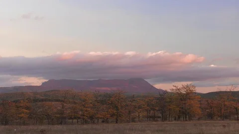 Sunset behind mountain, time lapse Stock Footage 81207255
