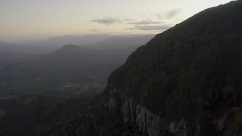 Sunset behind Mountain Valley, Australia, QLD, Gondwana, Springbrook Stock Footage 236541604
