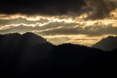 Sunset behind the mountains in the Afar Fotos Stock