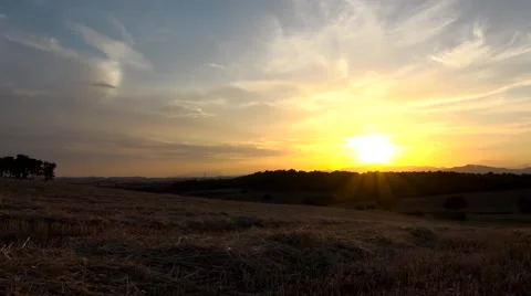 A sunset behind the mountains of Catalonia Stock Footage 64770159