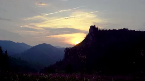 Sunset behind the mountains Video stock 202603497