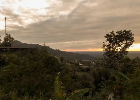 Sunset behind the mountains Stock Photos