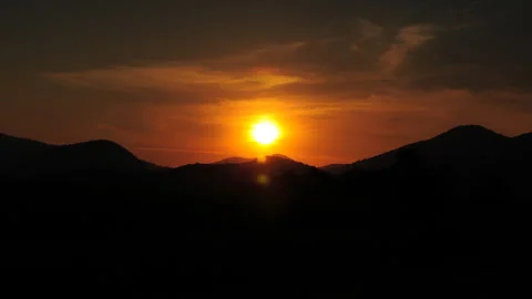 Sunset Behind Mountains Timelapse Silhouette Landscape Stock Footage 327066602