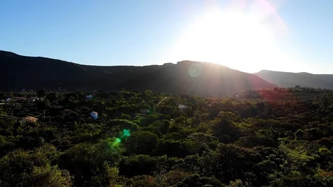 Sunset behind the mountains at Vale do Capao, Chapada Diamantina Stock Footage 126052132