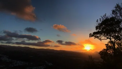 SUNSET BEHIND THE MOUTAIN Stock Footage 102708933