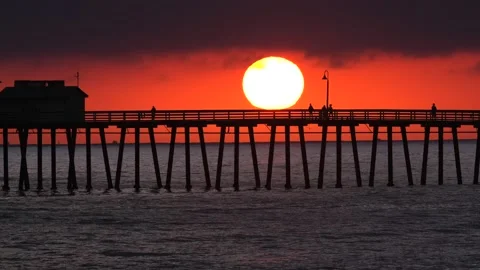 Sunset Behind San Clemente Pier 4k Stock Footage 155084861