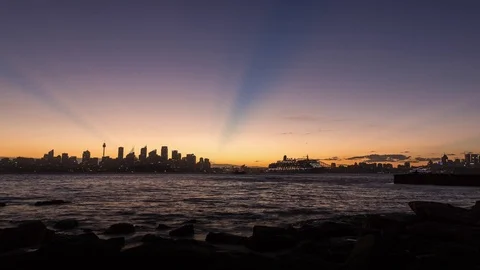 Sunset behind Sydney Stock Footage 87440459