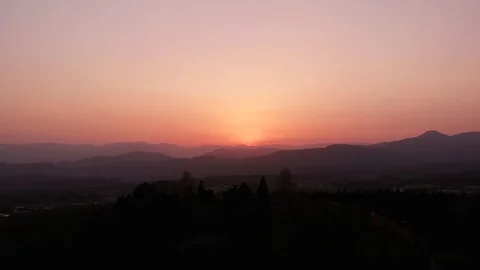 Sunset Behind Trees // Drone Shot Stock Footage 108643093