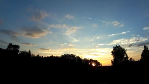  Sunset behind the trees in Lubartów Stock Footage 91617013