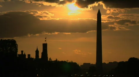 Sunset Behind The Washington Monument Vídeos de archivo 418529