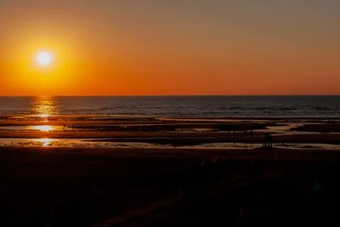 Sunset at Belgium Beach Stock Photos