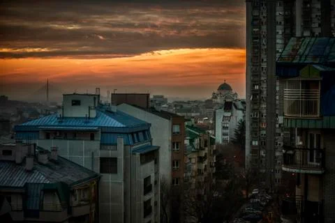 Sunset in Belgrade Stock Photos