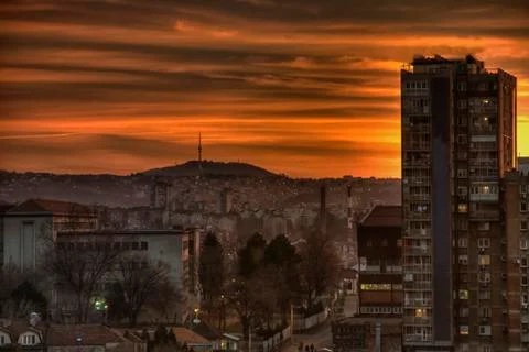 Sunset in Belgrade Stock Photos