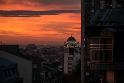 Sunset in Belgrade Stock Photos