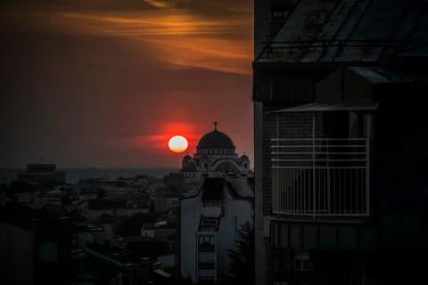 Sunset in Belgrade Stock Photos