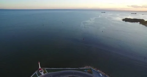 Sunset in Belize City and Downtown. Caribbean Country. Drone Point of View... Stock Footage 237451093