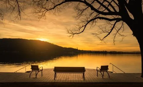 Sunset bench Stock Photos