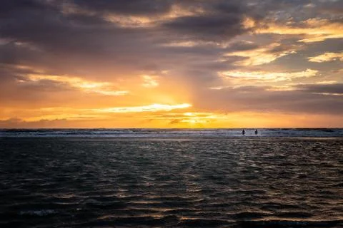 Sunset on Berck Beach in summer Foto stock