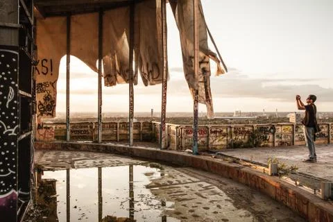 Sunset at the Berlin's Teufelberg. Stock Photos
