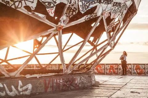 Sunset at the Berlin's Teufelberg. Foto stock