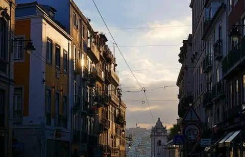 Sunset between buildings Stock Photos